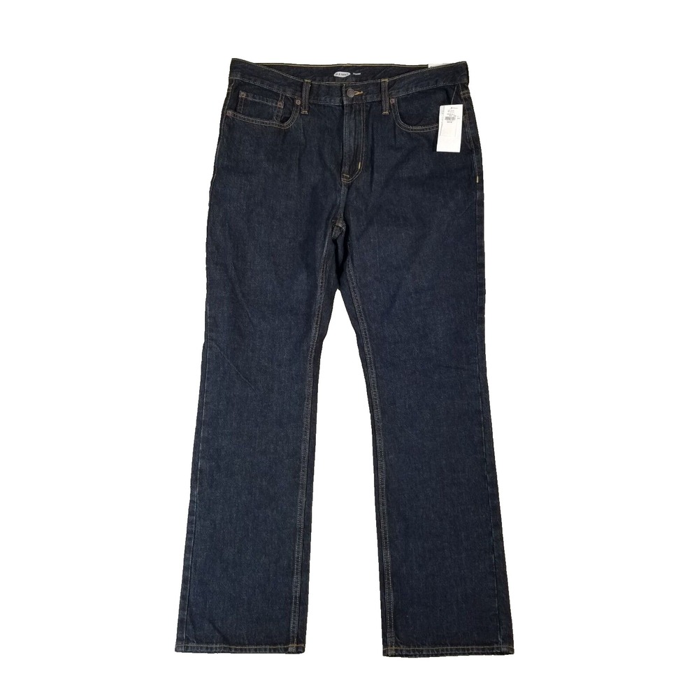 Old Navy jeans men's 36x32 regular fit straight blue denim pants dark wash NEW